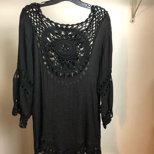 Cover Up Black embrodiered top
